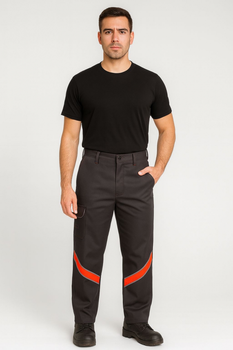 Turuncu - Gri Reflektörlü Pantolon