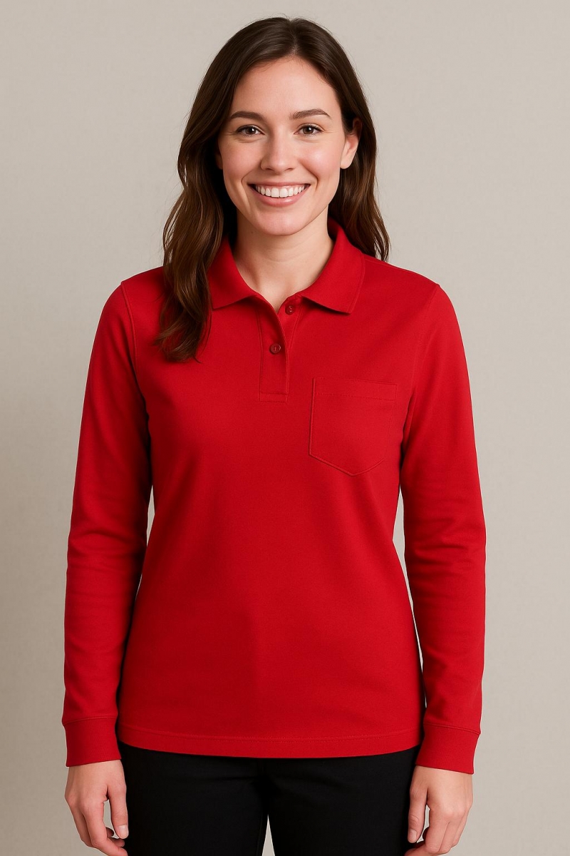 KIRMIZI 2 İPLİK POLO YAKA UZUN KOL SWEAT