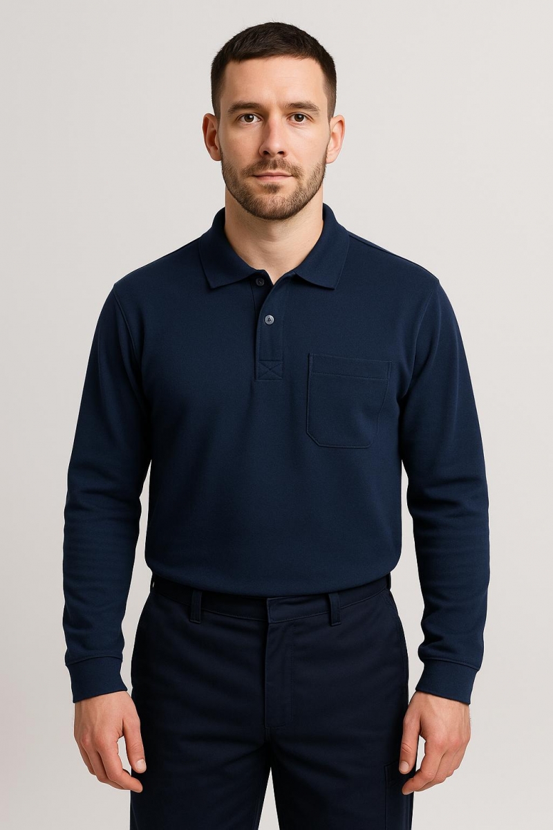 LACİVERT 2 İPLİK POLO YAKA UZUN KOL SWEAT