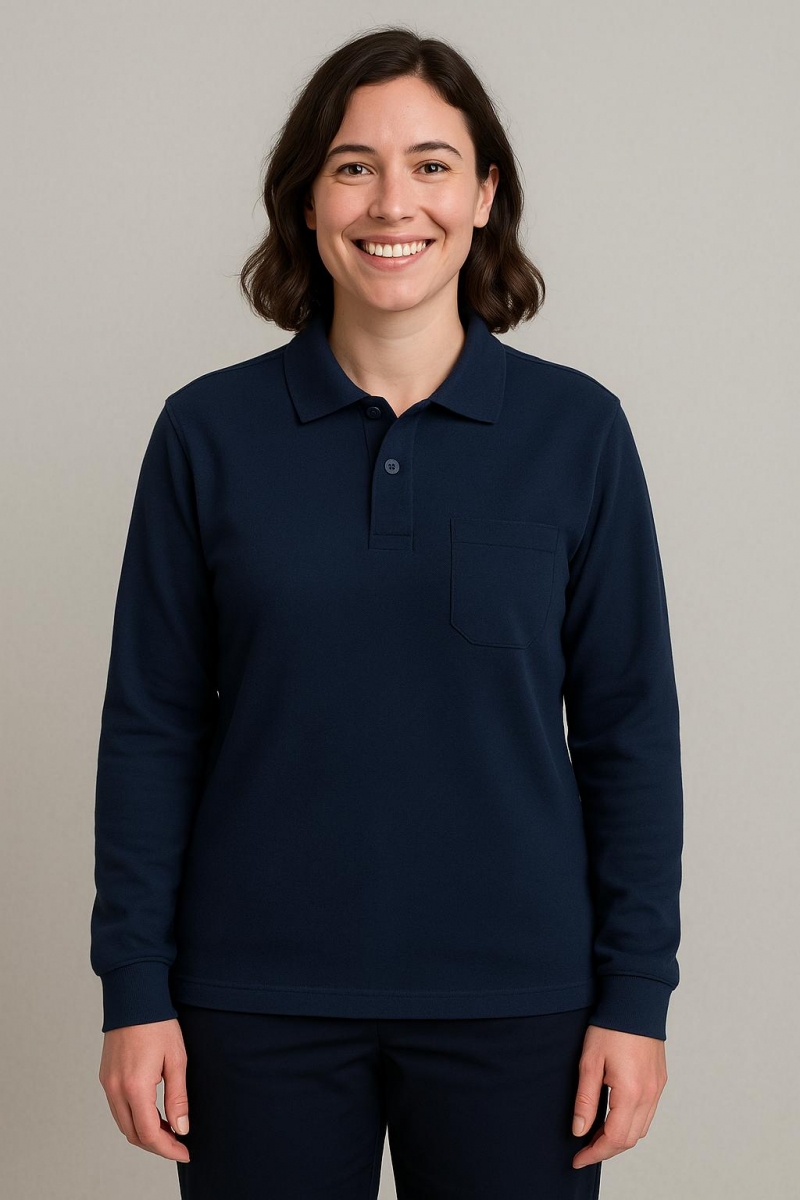 LACİVERT 2 İPLİK POLO YAKA UZUN KOL SWEAT
