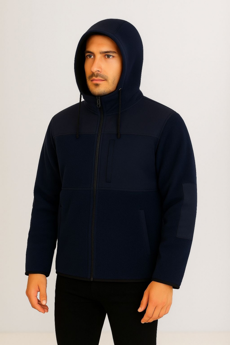 LACİVERT KAPÜŞONLU SOFT POLAR