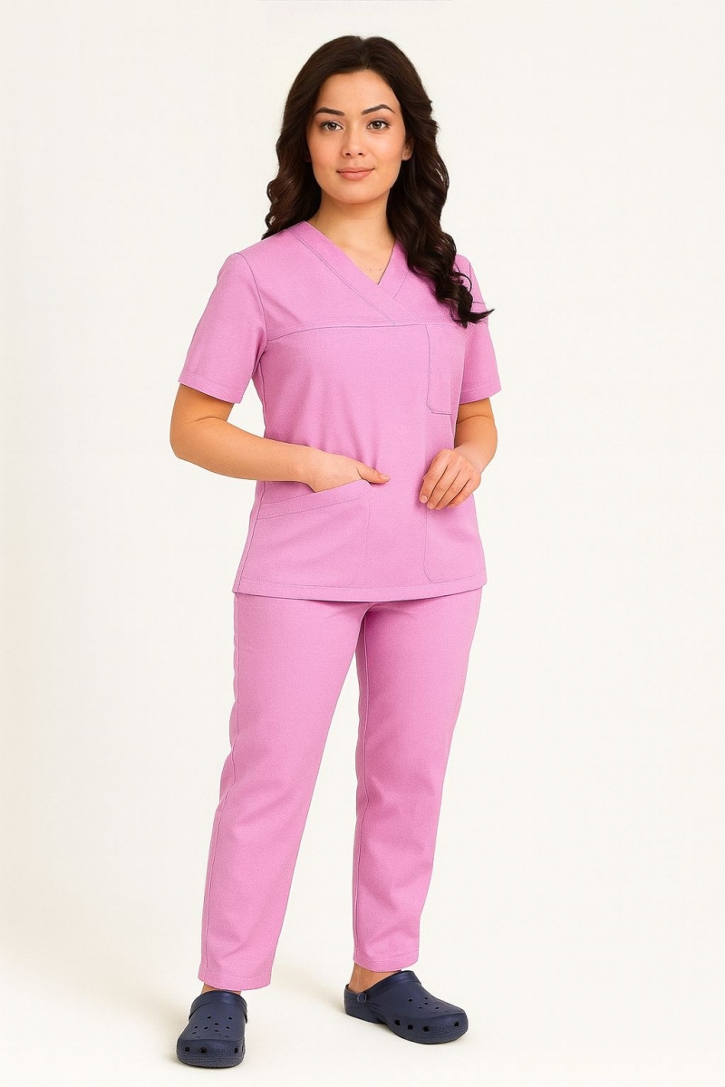PEMBE VİSKON ALPAKA V YAKA TAKIM