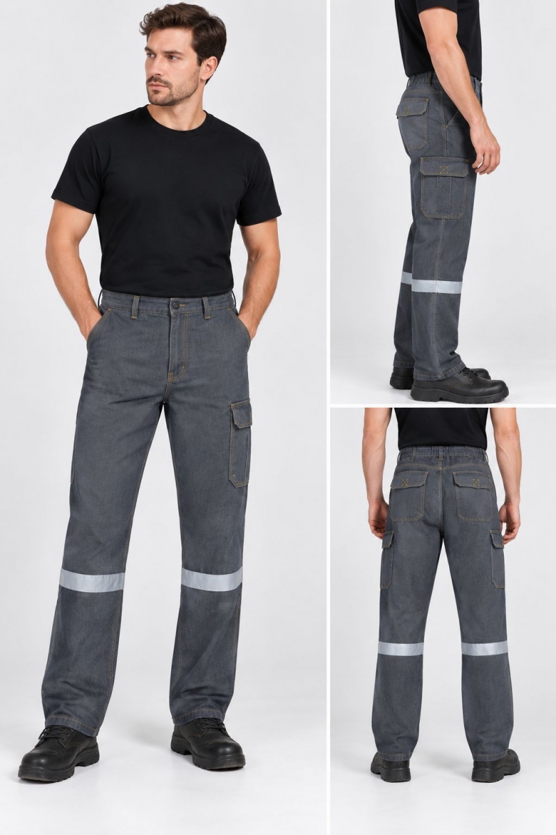  KOMANDO CEPLİ REFLEKTÖRLÜ CIRTLI GRİ KOT PANTOLON